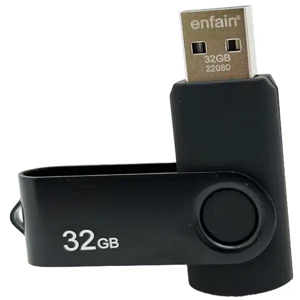 Clé USB 32 Go – Enfain, USB 2.0, Noire Mat – Sauvegarde et Partage de Documents